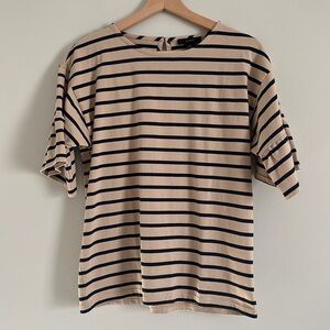 J. Crew Striped Ruffle Sleeved Tee